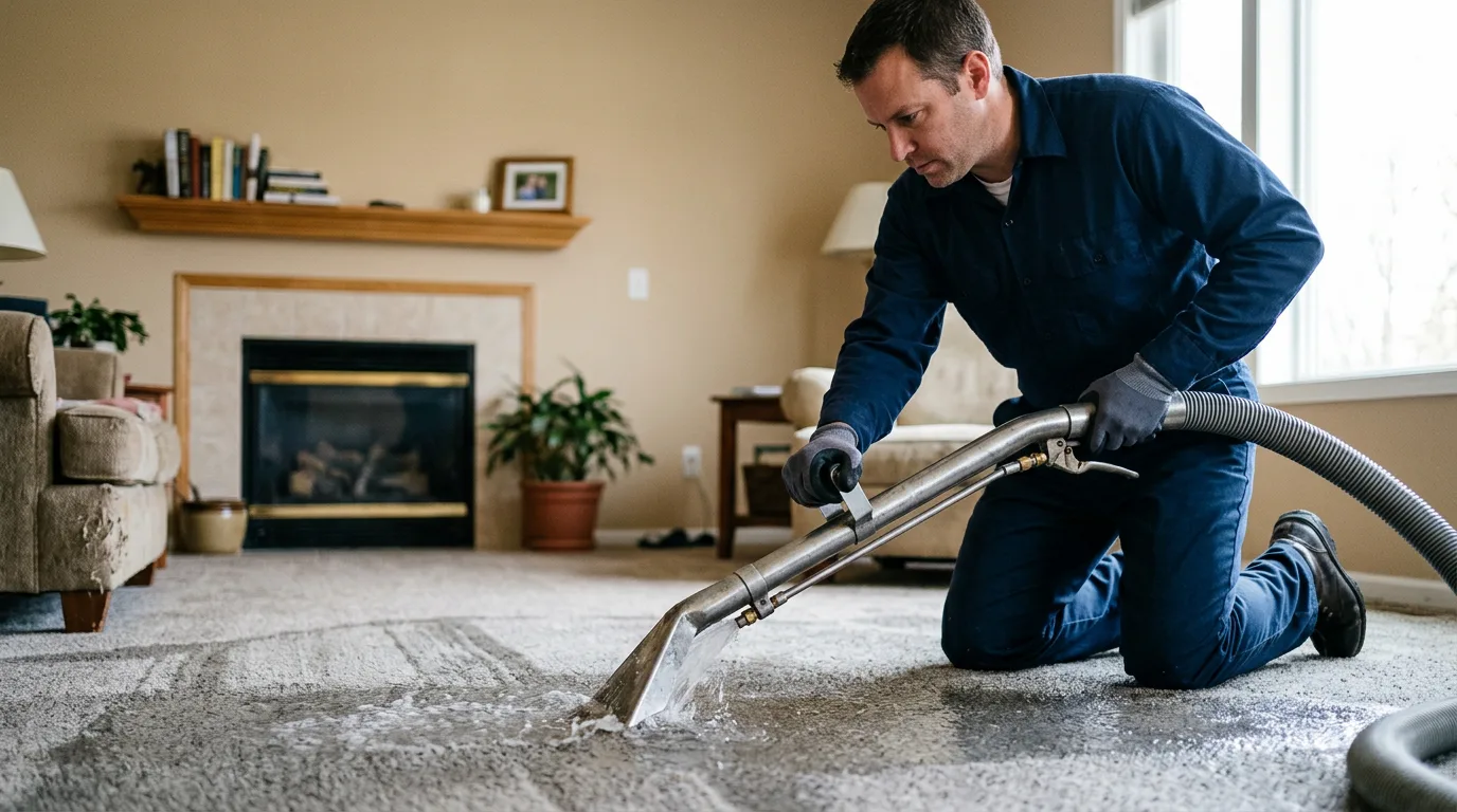 Water damage restoration technician working near Jones, MI